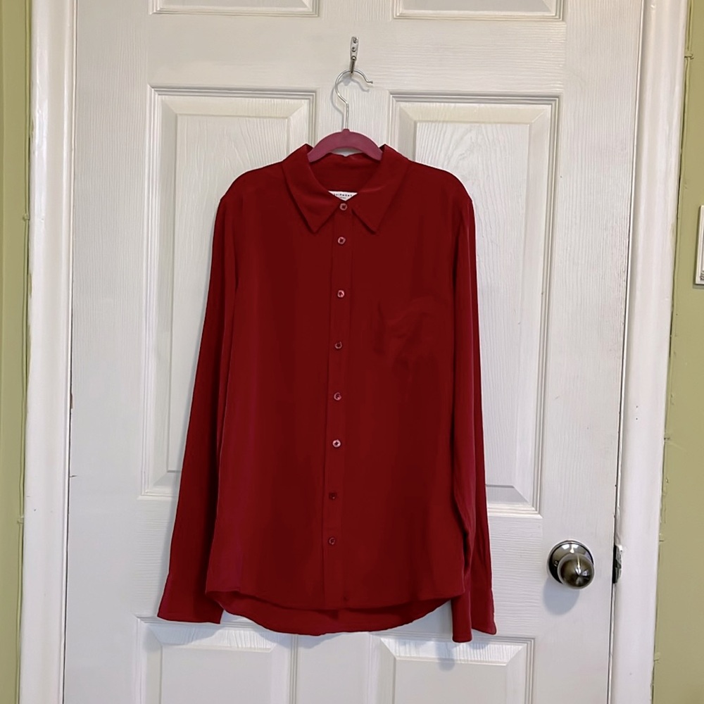 Equipment wine-coloured silk button-up shirt